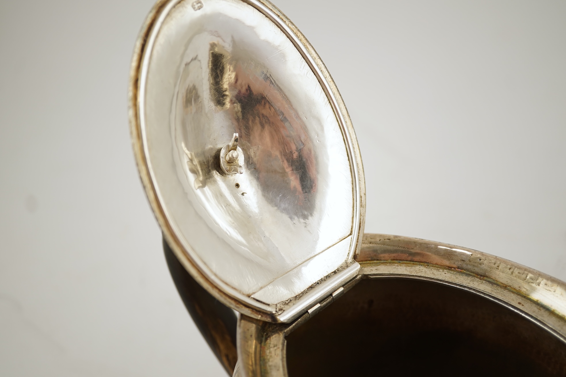 A George III silver oval teapot and matching oval stand, by John Eames